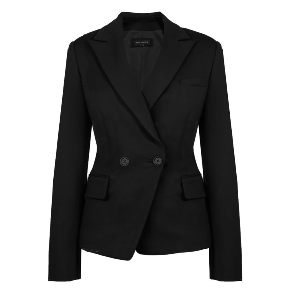 Pink Tartan Black Double-Breasted Tailored Blazer